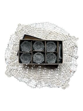 Vintage Bohemia Glass Salt Cellars Set Czech Crystal Individual Salts w Spoons